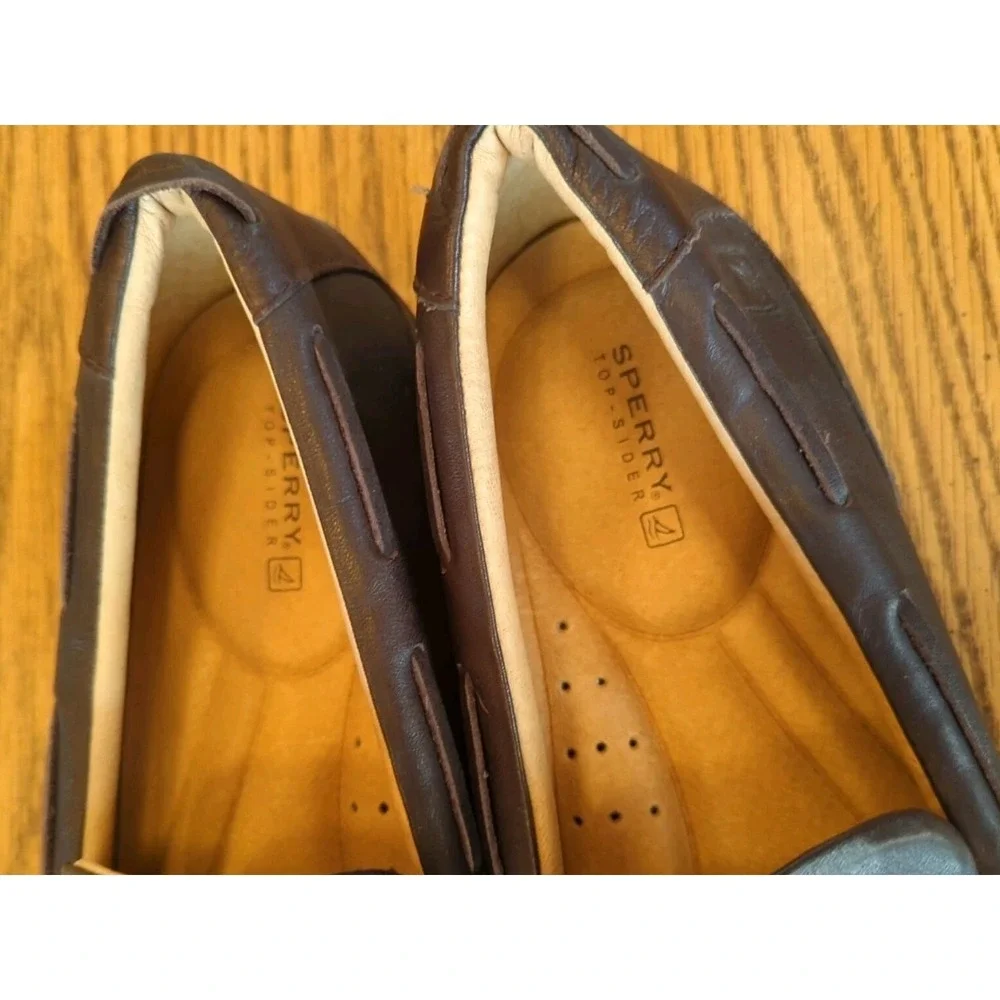 Mens 11.5 M Sperry Top Sider Loafers Dark Brown Slip On Leather Driving‎ Shoes
